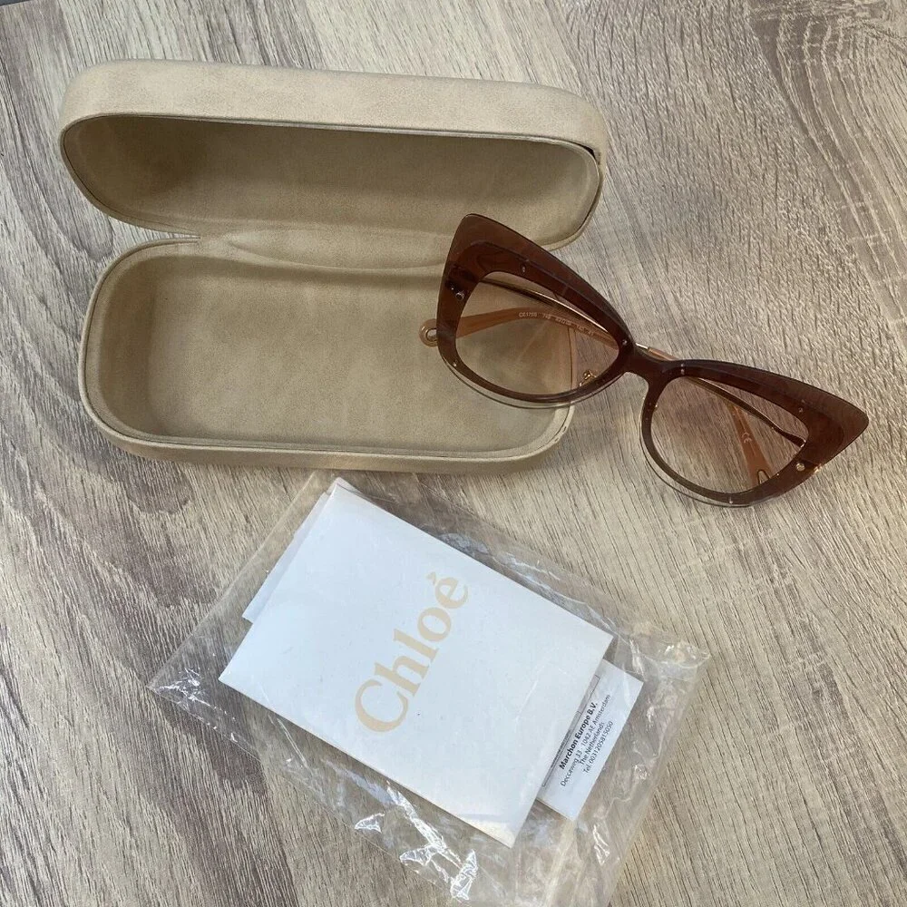 CHLOE Boho Butterfly CE175S 749 Peach Brown Pink Gradient 63mm Sunglasses (#675)